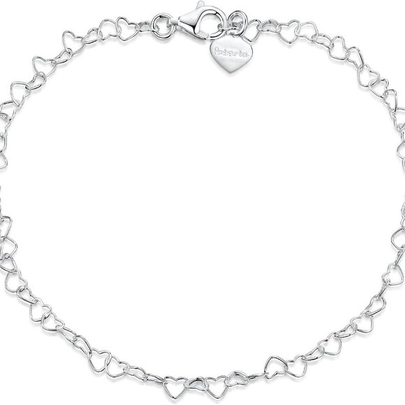 Other - 925 Fine Sterling Silver Naturally Adjustable Anklet - 3 mm Heart Chain Ankle Br